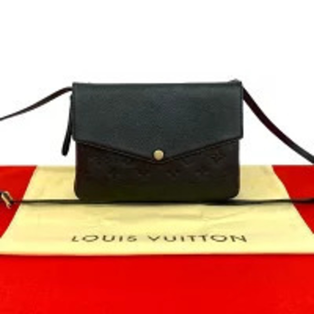 Louis Vuitton Twice Monogram Empreinte Leather Shoulder Pochette Noir Black 514